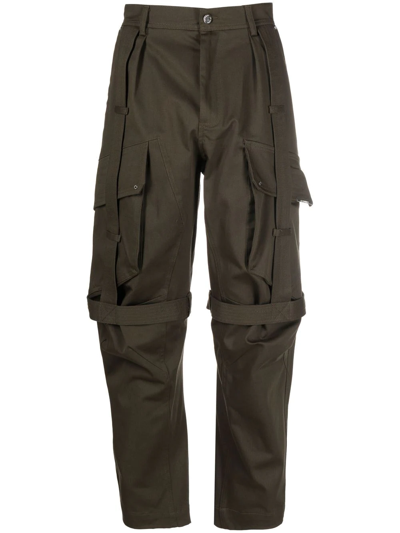 Les Hommes Straight-leg Cargo Trousers In Green