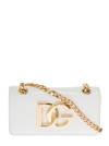 Dolce & Gabbana Dg Logo Patent Chain Crossbody Bag In White