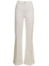 Twinset Embroidered-logo Straight-leg Denim Trousers In White