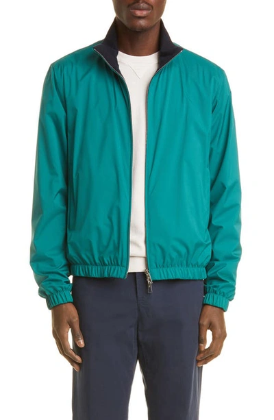 Loro Piana Windmate® Storm System® Waterproof Reversible Bomber Jacket In Peacock,flannel