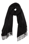 Loro Piana Opera Fringed Cashmere And Silk-blend Scarf In Black