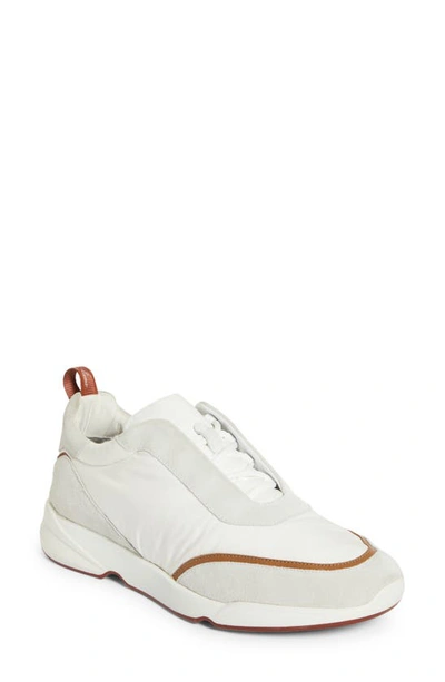 Loro Piana Modular Walk Aqua Light Leather-trimmed Shell And Suede Trainers In White