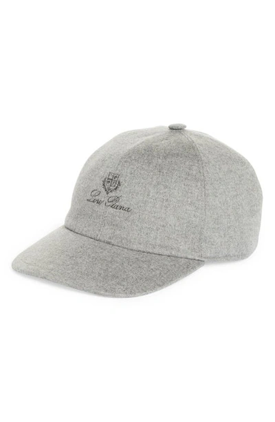 Loro Piana Logo-embroidered Storm System Baby Cashmere Baseball Cap In Grey