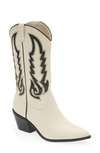 Billini Norva Western Pointed Toe Boot In Bone/ Black
