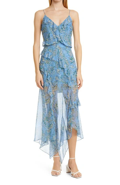 Veronica Beard Avenel All-over Floral Print Dress In Blue-lt