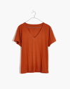 Mw Whisper Cotton V-neck Tee In Rusted Clay