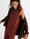 Madewell Mwl Superbrushed Pull-on Jumpsuit In Hthr Rusted Red