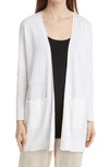 Eileen Fisher Organic Linen & Cotton Longline Cardigan In White