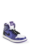 Jordan Air  1 Zoom Air Comfort High Top Sneaker In Court Purple/ Black/ White