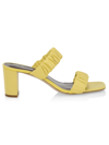 Staud Frankie Ruched Leather Mules In Wallflower