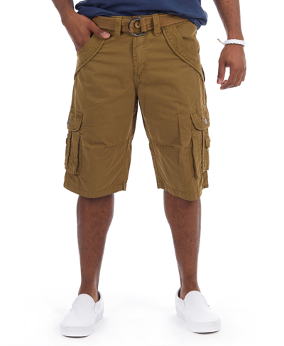 X-ray Belted Double Pocket Bermuda Cargo Shorts In British Khaki