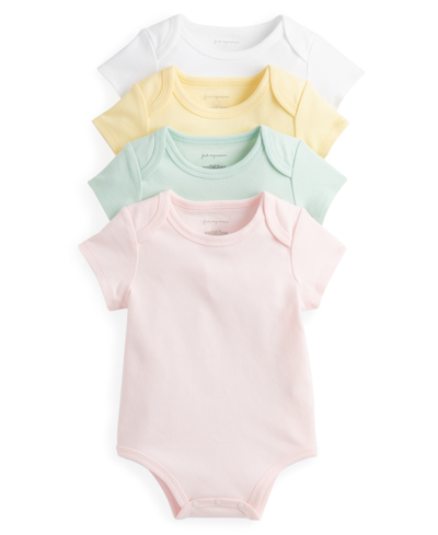 First Impressions Baby Girls Bodysuits, Pack Of 4, Created For Macy's In Blush Pink