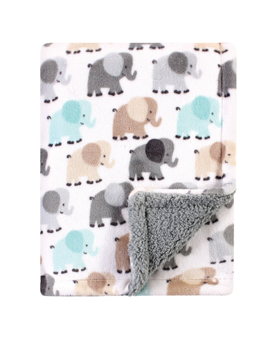 Luvable Friends Baby Girls And Boys Plush Blanket With Sherpa Back In Elephant