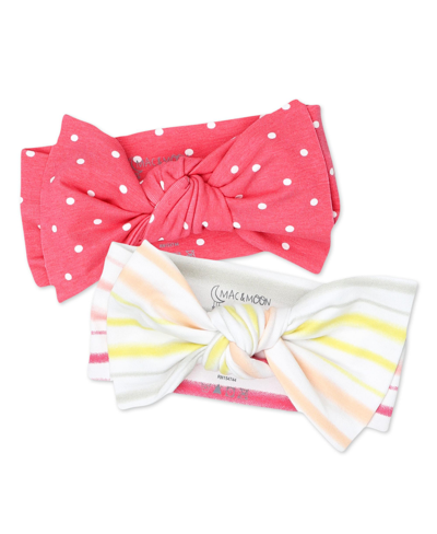 Mac & Moon Baby Girls Stripes Dots Headbands, Pack Of 2 In Pink