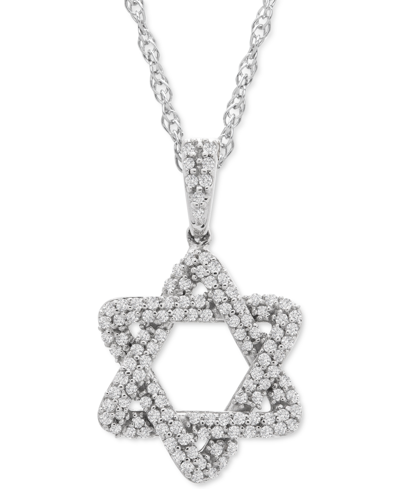 Wrapped Diamond Star Of David Pendant Necklace (1/3 Ct. T.w.) In 14k Gold Or White Gold, Created For Macy's