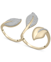 WRAPPED DIAMOND PAVE LEAF OPEN CUFF DOUBLE RING (1/2 CT. T.W.) IN 10K WHITE OR YELLOW GOLD, CREATED FOR MACY
