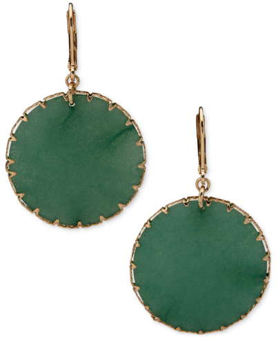 Lonna & Lilly Gold-tone Drop Disc Earrings In Green
