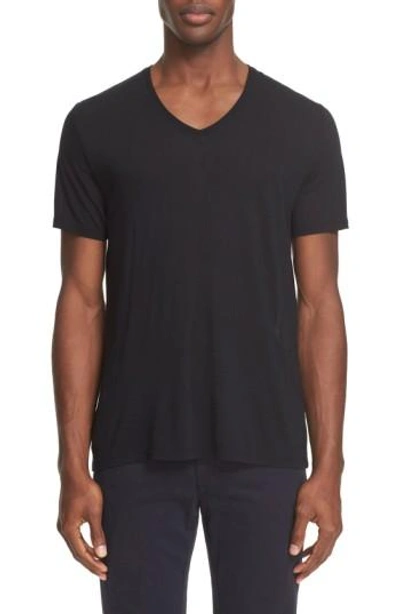 Atm Anthony Thomas Melillo Slim Fit V-neck Cotton T-shirt In Black