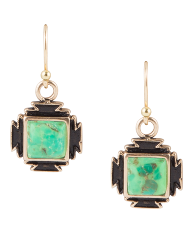 Barse Mission Bronze And Genuine Lime Turquoise Drop Earrings
