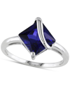Macy's Lab-created Sapphire Square Swirl Ring (2-4/5 Ct. T.w.) In Sterling Silver In Sapphire