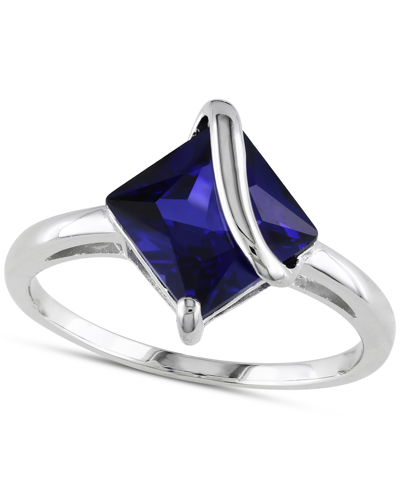 Macy's Lab-created Sapphire Square Swirl Ring (2-4/5 Ct. T.w.) In Sterling Silver
