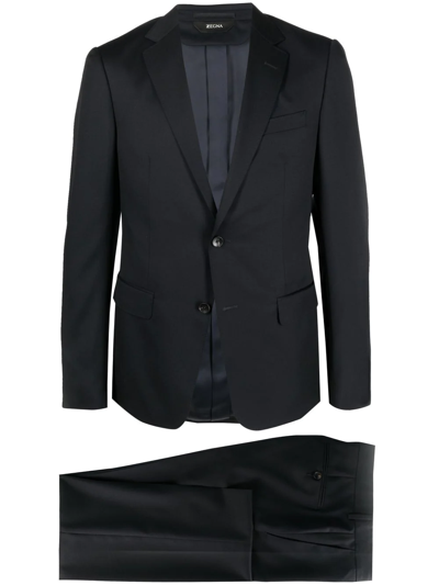 Zegna Two Piece Single Breasted Suit In Blue
