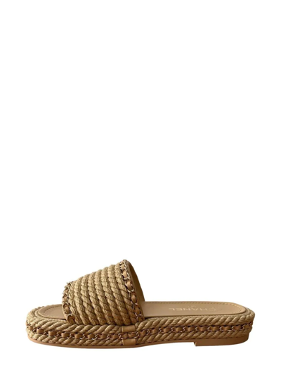 Pre-owned Chanel Braided Slides In Neutrals