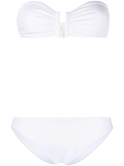 Eres Ruched-detail Two-piece Bikini In Bianco