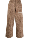 Palm Angels Animalier-print Cropped Track Pants In Neutrals
