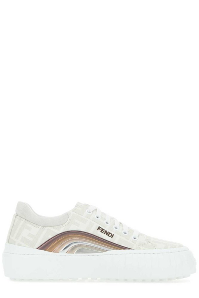 Fendi Ff Monogram Coated Canvas Low-top Sneakers In Avo.tort+moka+multic