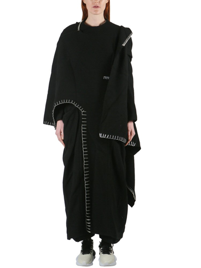 Yohji Yamamoto Stitching Embellished Long Coat In Black