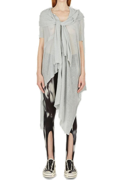Yohji Yamamoto Asymmetric Drape Knit Top In Grey