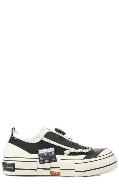 Yohji Yamamoto Distressed Low-top Panelled Sneakers In Black & White