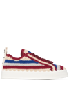 CHLOÉ LAUREN STRIPED CROCHET SNEAKERS