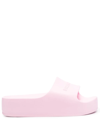Balenciaga Mono Logo-embossed Rubber Platform Slides In Rosa