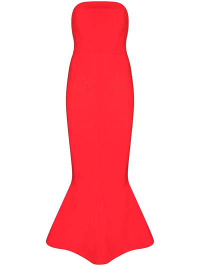 Solace London Amara Flared Bandeau Midi Dress In Red | ModeSens