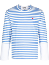 Comme Des Garçons Play Comme Des Garcons Play Logo Embroidered Striped T-shirt In Blau