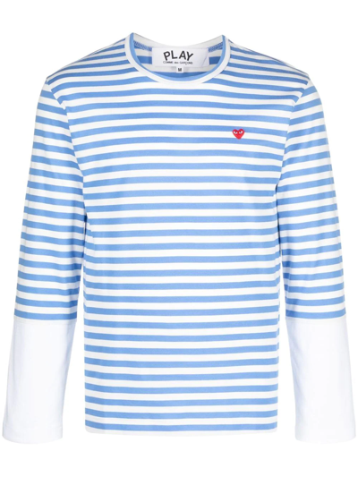 Comme Des Garçons Play Stripe-print Long-sleeved T-shirt In Blau