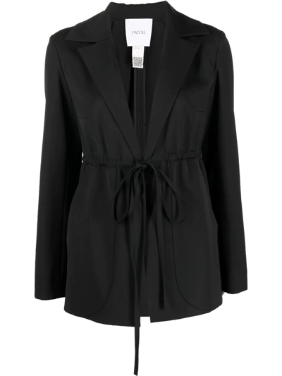 Patou Tie-waist Tailored-cut Blazer In Black