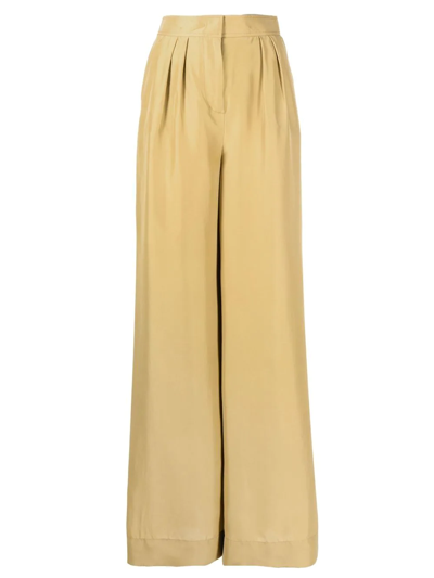 Alberta Ferretti Wide-leg Silk Trousers In 中性色