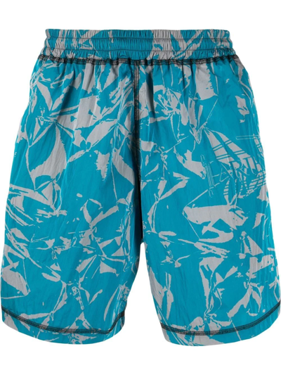 Aries Windcheater Abstract-print Regular-fit Woven Shorts In Blue