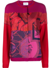 Ferragamo Heritage-print Panelled Cardigan In Pink