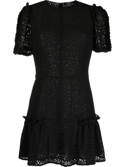 Amen Floral-embroidered Minidress In Black