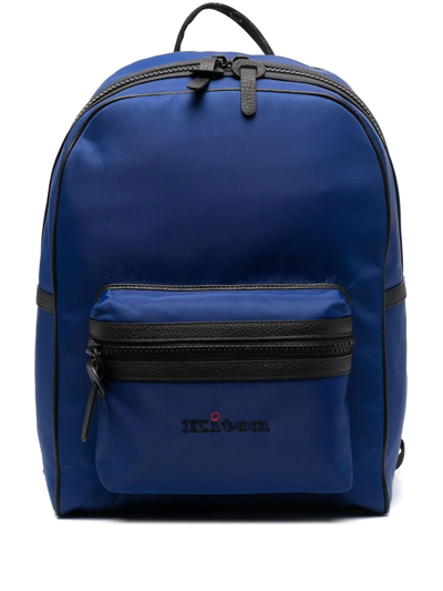 Kiton Logo-print Zip-up Backpack In Cornflower Blue