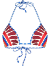 La Doublej Abstract Print Halterneck Bikini Top In Rot