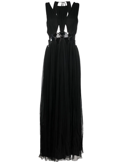 ALBERTA FERRETTI CUT-OUT HALTERNECK MAXI DRESS 