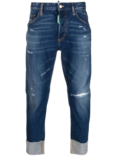 Dsquared2 Cropped Denim Jeans In Blue