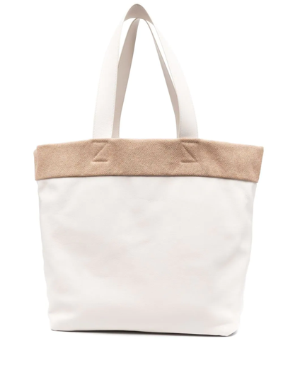 Calicanto Two-tone Tote Bag In Weiss