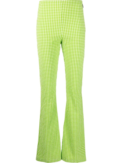 Msgm Check-pattern Flared Trousers In Grün