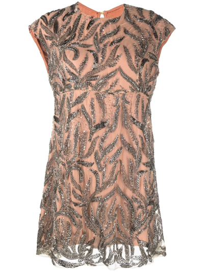 Parlor Flared Beaded Dress In Gold | ModeSens